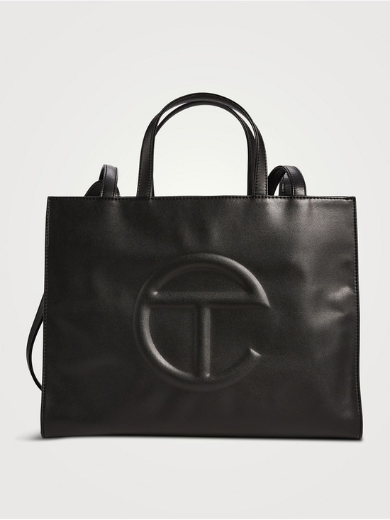 Telfar Handbags - Telfar Large Black Shopping Bag Vegan Leather Embossed Logo Classic Large Tote